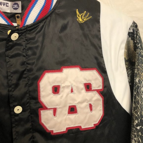 RARE Sabit NYC Snake Sleeve Varsity Jacket XXL - Picture 3 of 9